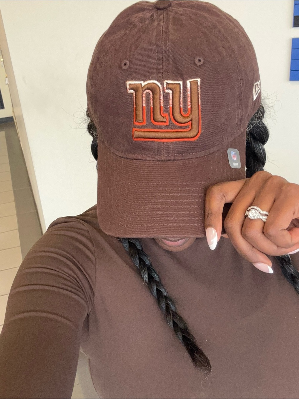 New Era Brown Cap with Orange and Cream NY Logo